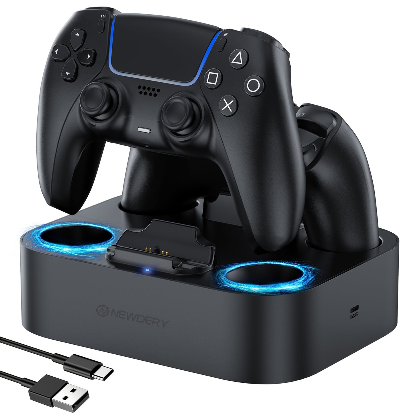 NEWDERY USB Charging Dock for PS5 & DualSense Edge Controllers