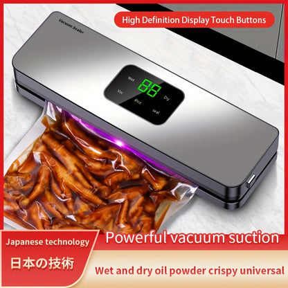 Vacuum Sealer Machine Dry/Wet Food Packaging Seal To Keep Fresh Touch Buttons Digital Display Detachable Cleaning (10pcs free sealing bags included)