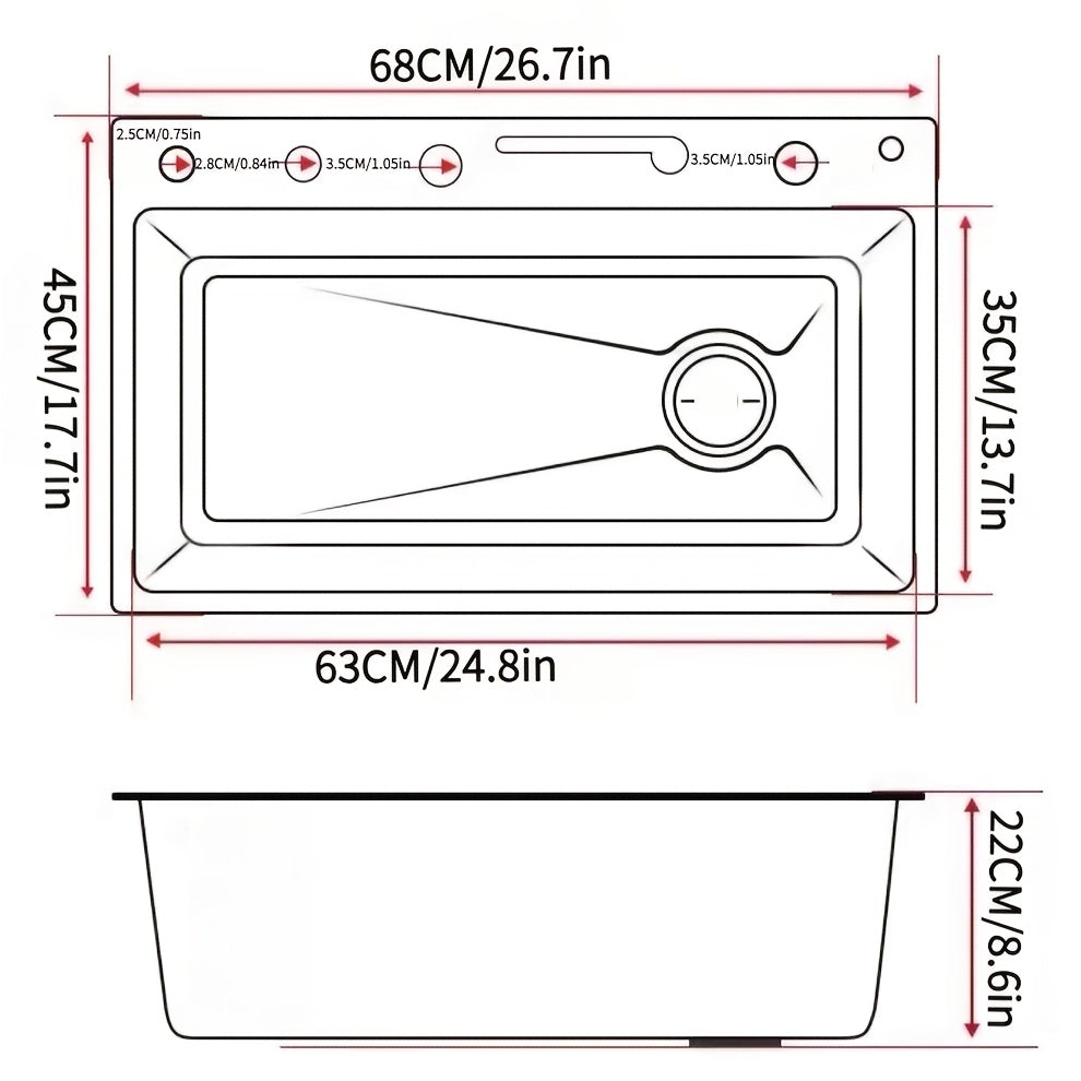 Zrookie Contemporary Unpolished Stainless Steel Kitchen Sink - Rectangular Undercounter Workstation with Pull-Out Faucet