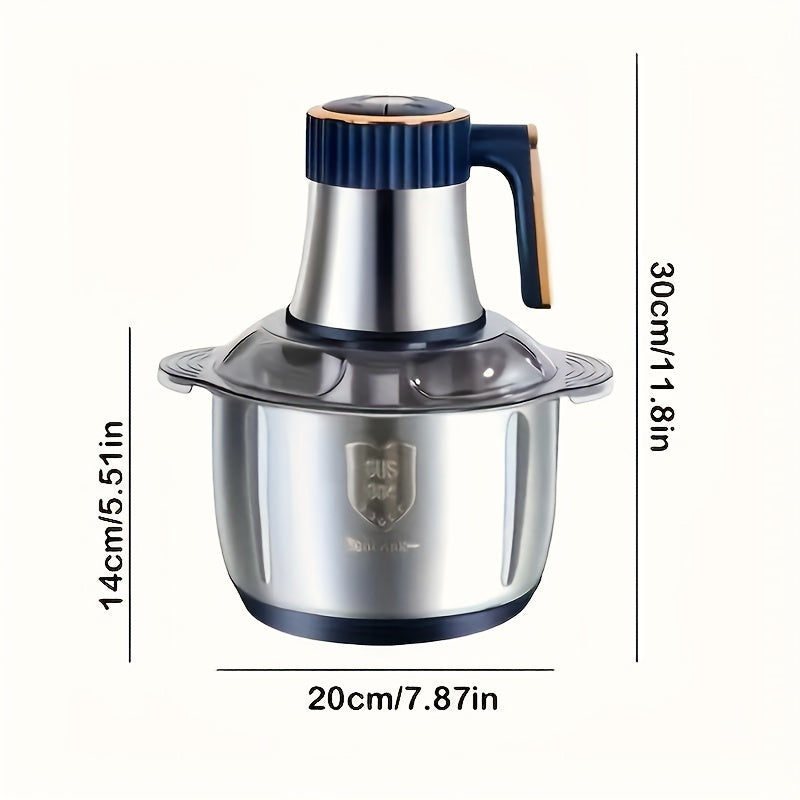 Cop Rose 5L Stainless Steel Food Processor with 6-Blade System - Fast Meat Mincer & Vegetable Chopper