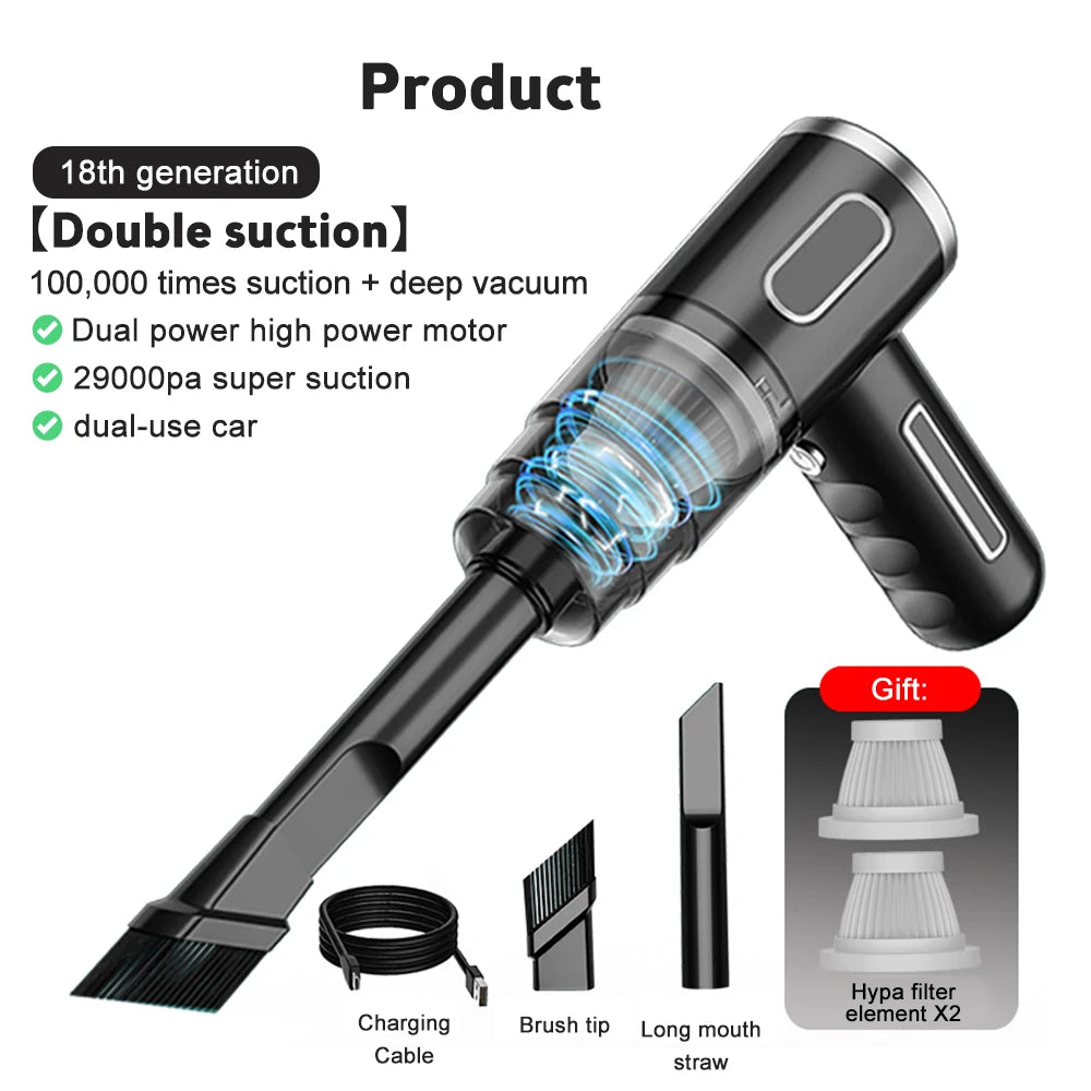 Wireless Car Vacuum Cleaner Strong Suction Dust (29000Pa )