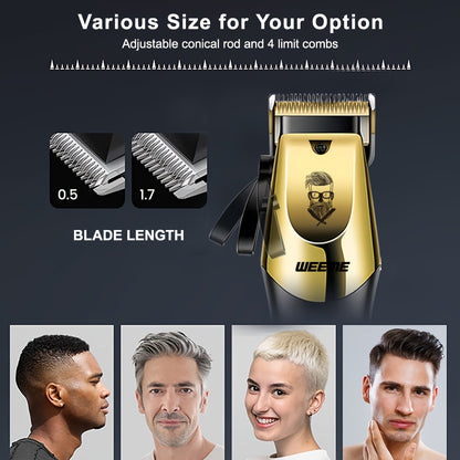 3pcs/set Professional Golden Hair Clipper And Trimmer Set For Men