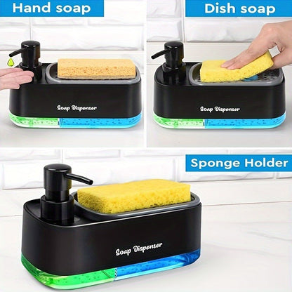 Dual-Function Bathroom Soap Dispenser with Sponge Holder