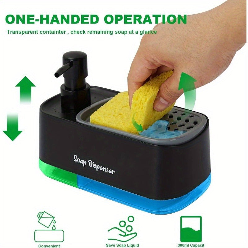 Dual-Function Bathroom Soap Dispenser with Sponge Holder