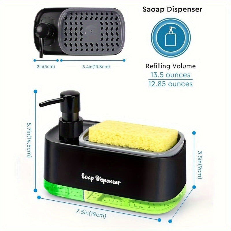 Dual-Function Bathroom Soap Dispenser with Sponge Holder