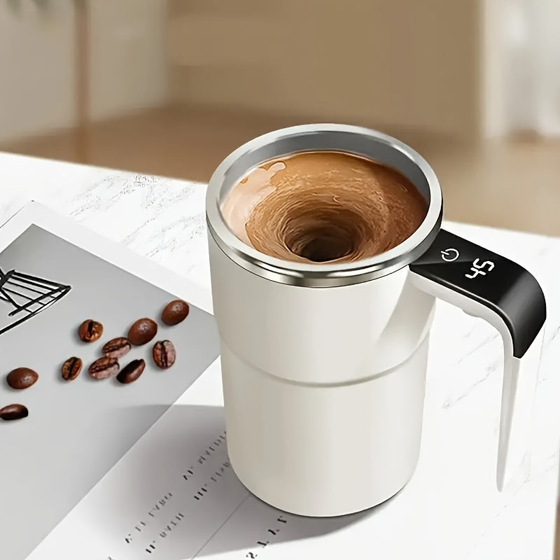 Smart USB-Powered Coffee Mug with Magnetic Stirring & Temperature Display