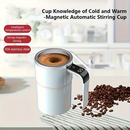 Smart USB-Powered Coffee Mug with Magnetic Stirring & Temperature Display