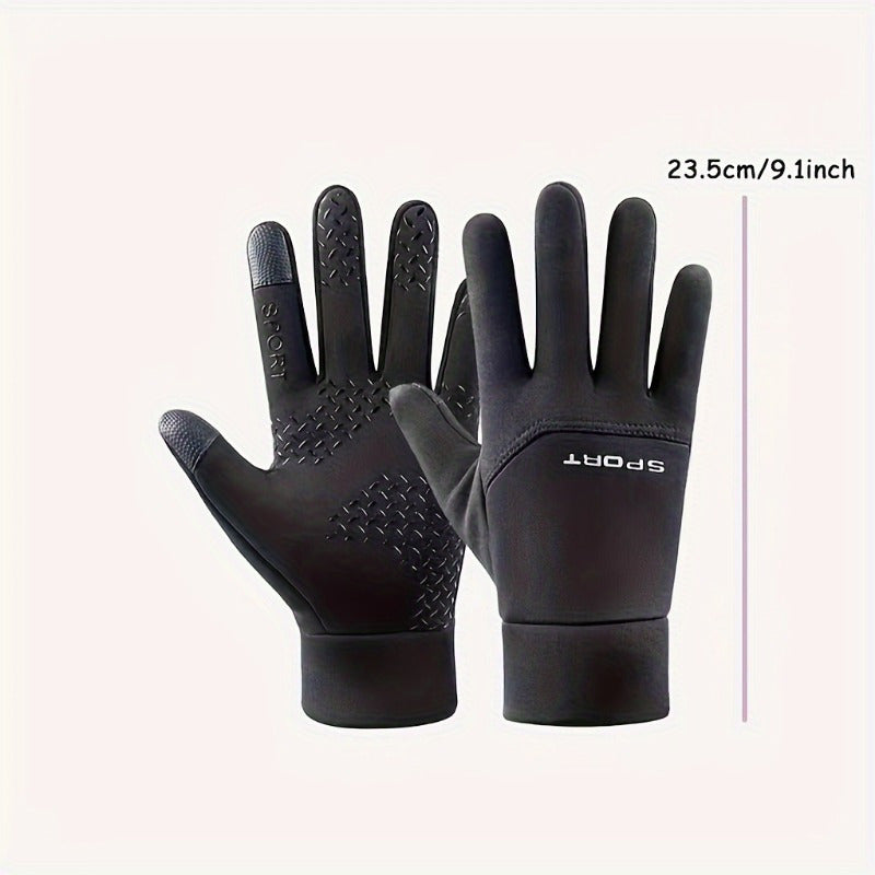 Men's Touchscreen-Compatible Waterproof Winter Gloves for Outdoor Sports