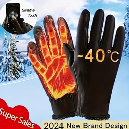 Men's Touchscreen-Compatible Waterproof Winter Gloves for Outdoor Sports