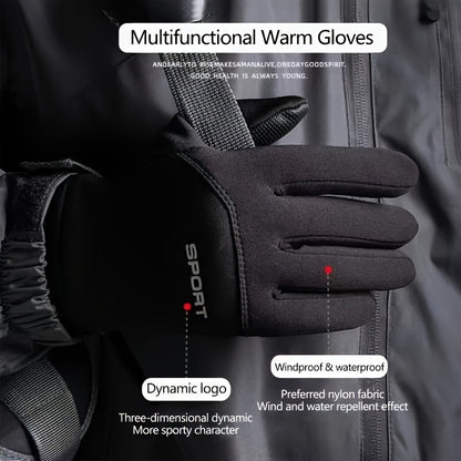 Men's Touchscreen-Compatible Waterproof Winter Gloves for Outdoor Sports