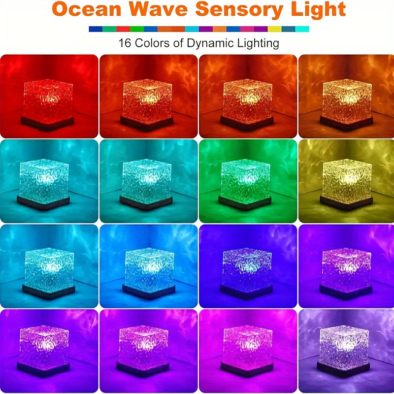 16-Color Water Ripple USB Night Light with Touch & Remote Control