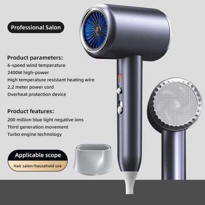 New High-Speed Hair Dryer 2400W High-Power Negative Ion Ultra Silent Recommended Professional Hair Dryer for Home Hair Salons