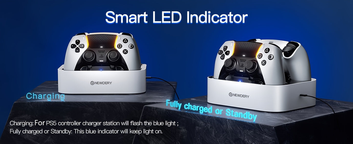 NEWDERY USB Charging Dock for PS5 & DualSense Edge Controllers