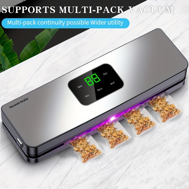 Vacuum Sealer Machine Dry/Wet Food Packaging Seal To Keep Fresh Touch Buttons Digital Display Detachable Cleaning (10pcs free sealing bags included)