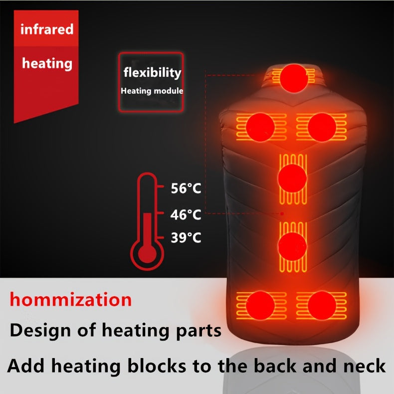 Men's 15 Heating Areas Smart Electric Heated Vest (Battery Bank Not Included)