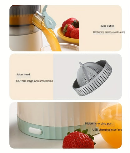 HHD Compact Portable Juicer - USB Rechargeable - Automatic Squeeze & Efficient Separation for Fresh Orange Juice