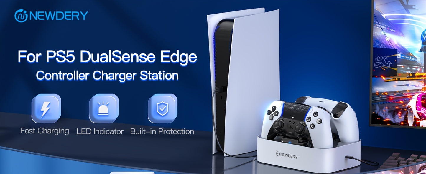 NEWDERY USB Charging Dock for PS5 & DualSense Edge Controllers