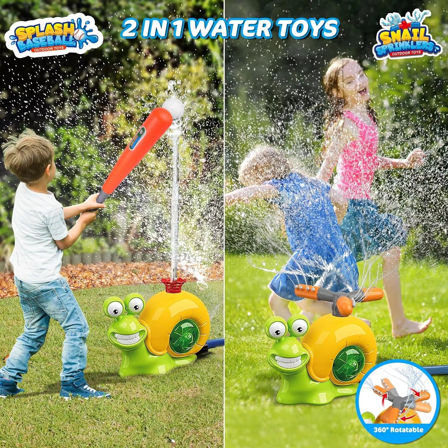 Water Sprinkler Baseball Toy for Kids Outdoor Play