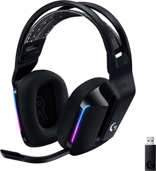 733 Lightspeed Wireless Gaming Headset with Suspension Headband, Lightsync RGB, Blue VO!CE Mic Technology and PRO-G Audio Drivers - Black