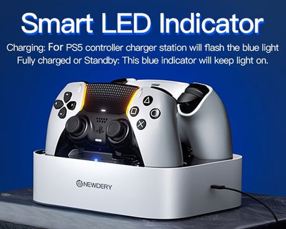 NEWDERY USB Charging Dock for PS5 & DualSense Edge Controllers