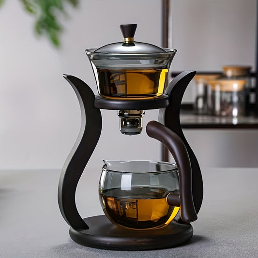 Lazy Kung Fu Glass Tea Set, Semi-Automatic Drip Glass Teapot Set With Infuser