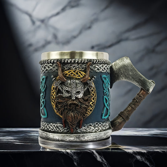 A medieval Viking beer mug from Europe - 3D Viking Mark coffee mug with stainless steel inner liner