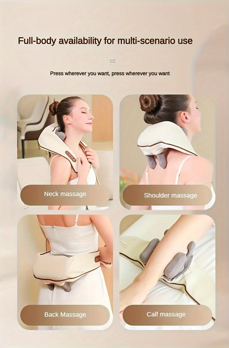 USB Rechargeable Shoulder and Neck Massager - Portable, Long-Lasting 1800mAh Lithium Battery