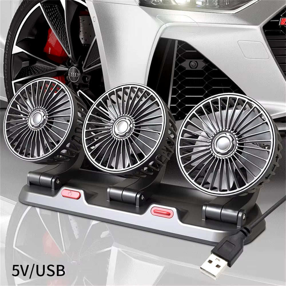 12V Automotive Fan Car Fan 24V 360° Adjustable 3 Head Air Fan (4/1Pcs)