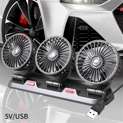 12V Automotive Fan Car Fan 24V 360° Adjustable 3 Head Air Fan (4/1Pcs)