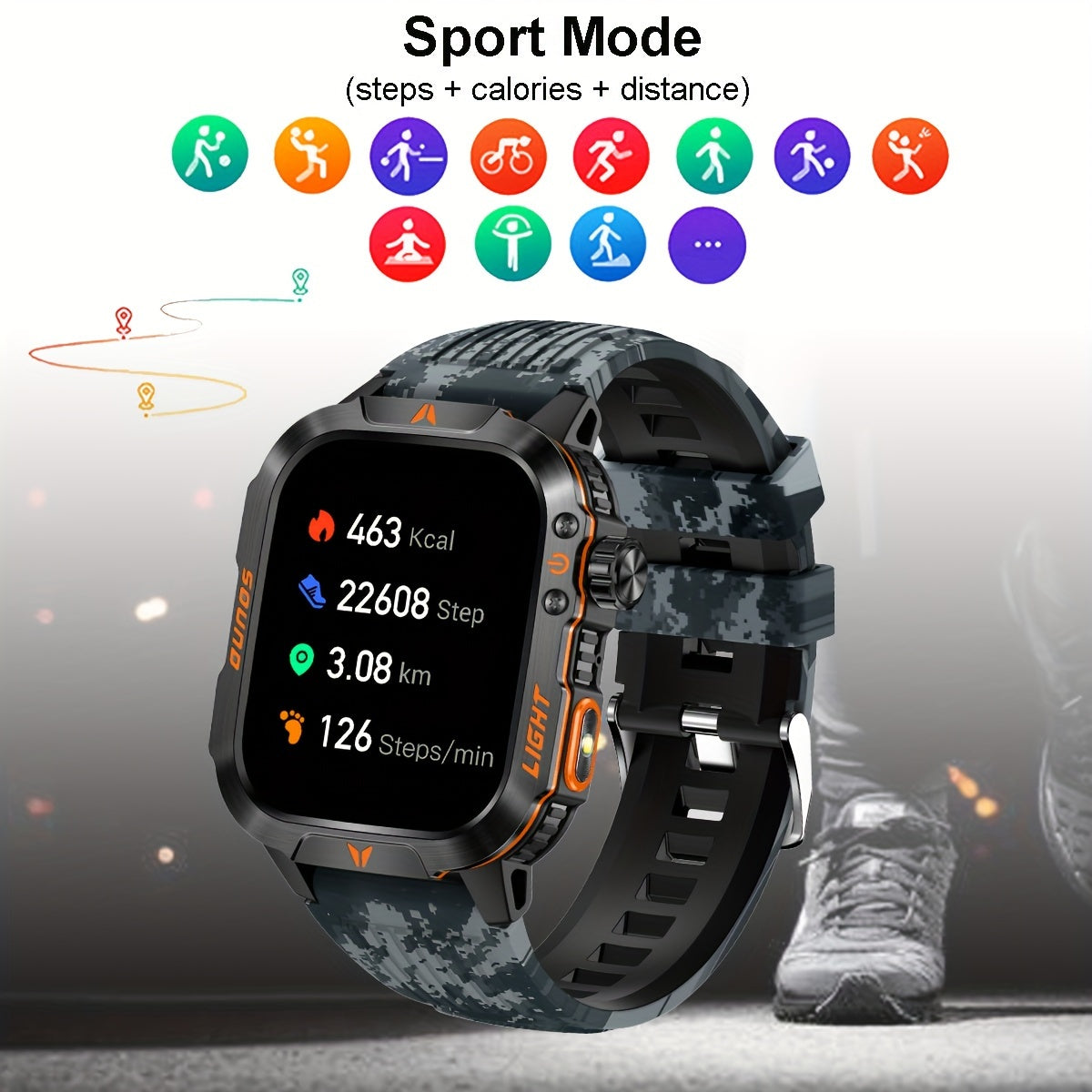 [Sleek Smartwatch] Aimes Men's Outdoor Sports Smartwatch 5.11cm Full Touch Screen