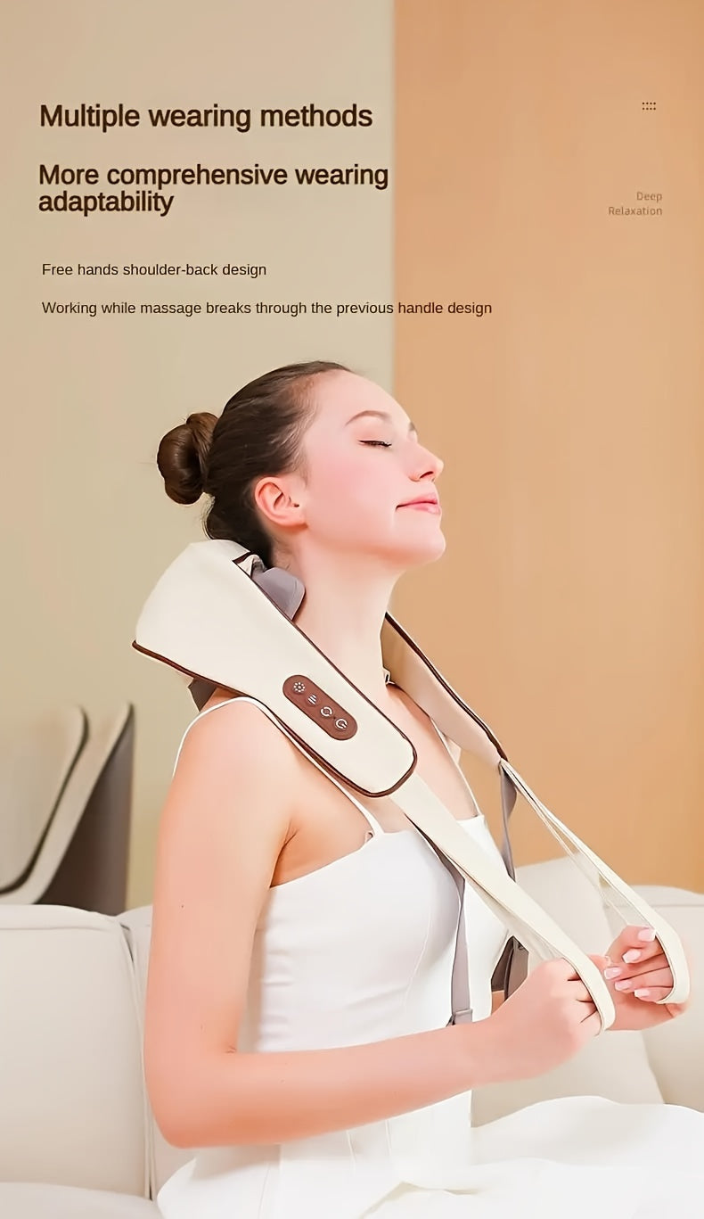 USB Rechargeable Shoulder and Neck Massager - Portable, Long-Lasting 1800mAh Lithium Battery