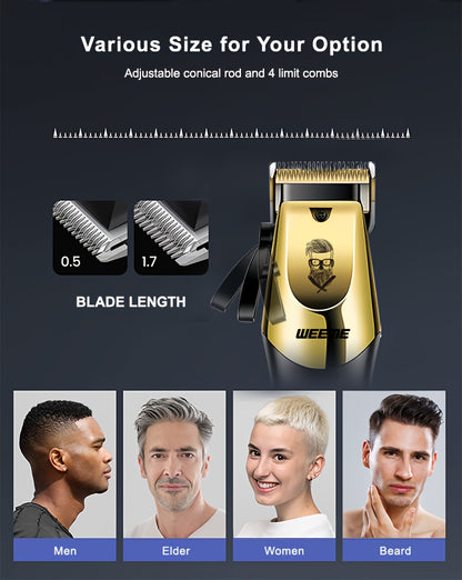 3pcs/set Professional Golden Hair Clipper And Trimmer Set For Men