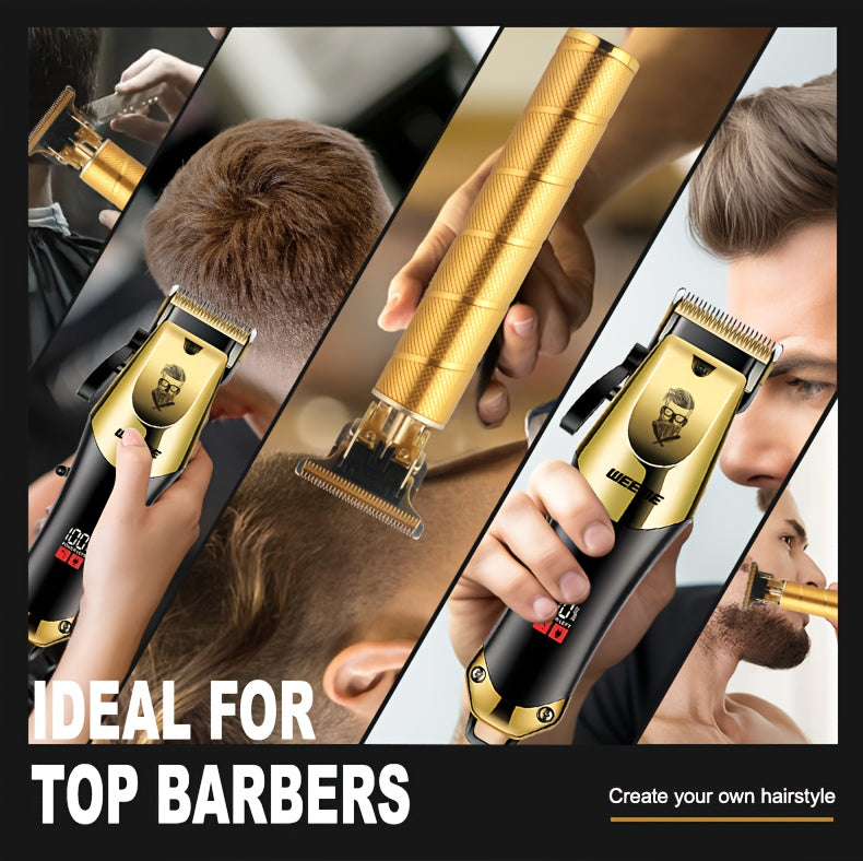 3pcs/set Professional Golden Hair Clipper And Trimmer Set For Men