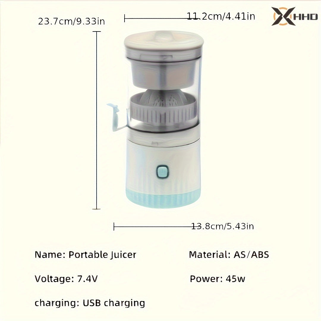 HHD Compact Portable Juicer - USB Rechargeable - Automatic Squeeze & Efficient Separation for Fresh Orange Juice