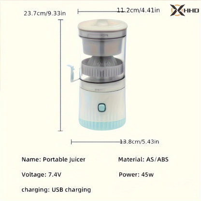 HHD Compact Portable Juicer - USB Rechargeable - Automatic Squeeze & Efficient Separation for Fresh Orange Juice