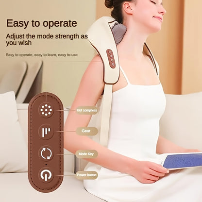 USB Rechargeable Shoulder and Neck Massager - Portable, Long-Lasting 1800mAh Lithium Battery