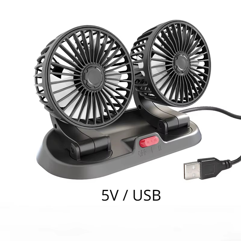 12V Automotive Fan Car Fan 24V 360° Adjustable 3 Head Air Fan (4/1Pcs)