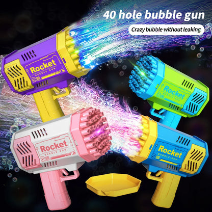 40 hole handheld massive foaming space light bubble machine electric children's toys without battery without bubble water