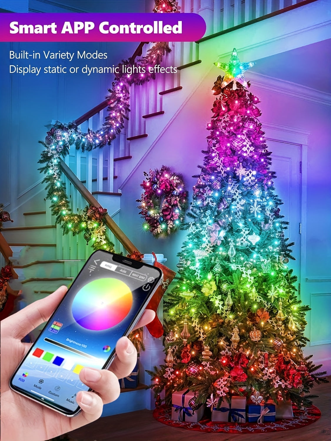 Smart App-Controlled Christmas String Lights