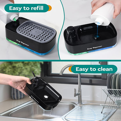 Dual-Function Bathroom Soap Dispenser with Sponge Holder