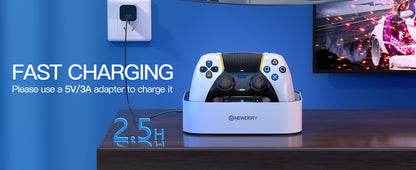 NEWDERY USB Charging Dock for PS5 & DualSense Edge Controllers