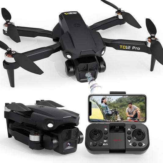 Drohne Mit Kamera 1080P, Drohne Mit Bürstenlosem Motor RC Quadcopter Für Anfänger Mit Dual-Kamera Faltbare Drohnen FPV Drohne Für Kinder Td12Pro Mini Drohne