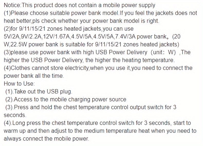 Men's 15 Heating Areas Smart Electric Heated Vest (Battery Bank Not Included)