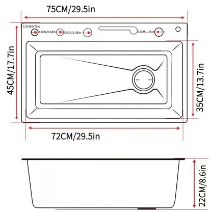 Zrookie Contemporary Unpolished Stainless Steel Kitchen Sink - Rectangular Undercounter Workstation with Pull-Out Faucet