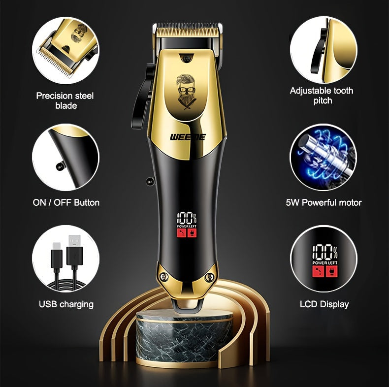 3pcs/set Professional Golden Hair Clipper And Trimmer Set For Men