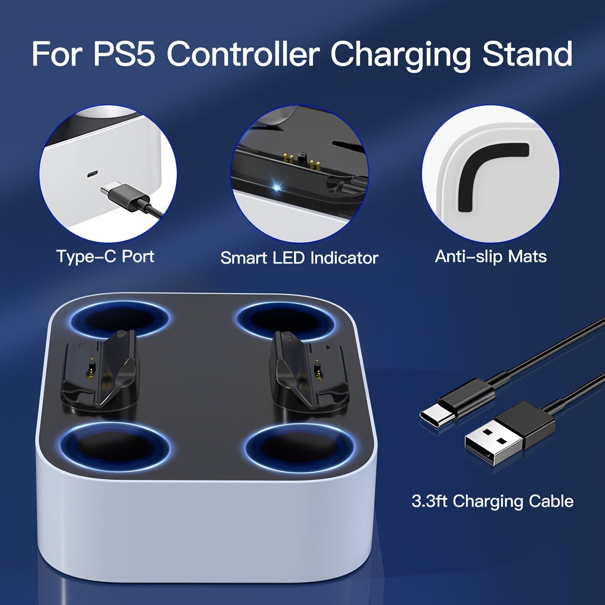 NEWDERY USB Charging Dock for PS5 & DualSense Edge Controllers