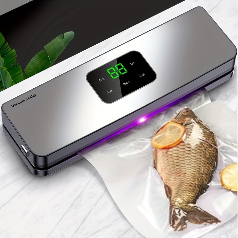 Vacuum Sealer Machine Dry/Wet Food Packaging Seal To Keep Fresh Touch Buttons Digital Display Detachable Cleaning (10pcs free sealing bags included)