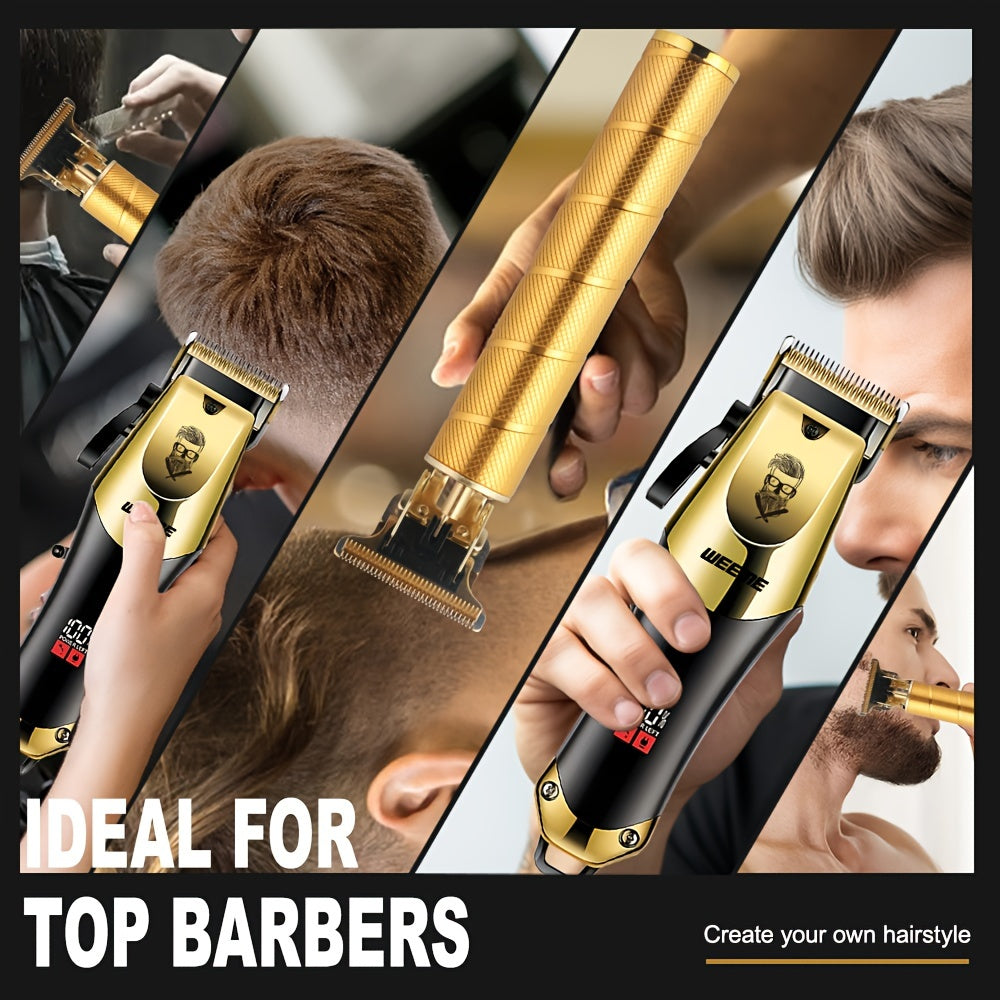 3pcs/set Professional Golden Hair Clipper And Trimmer Set For Men