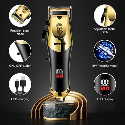 3pcs/set Professional Golden Hair Clipper And Trimmer Set For Men