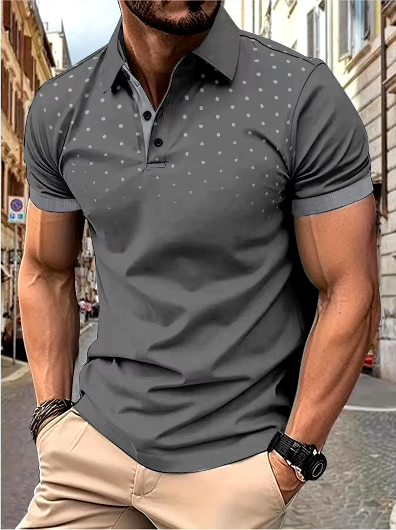 Men'S 3D Printed Short Sleeve and Lapel Short Sleeve Color Matching Fashion